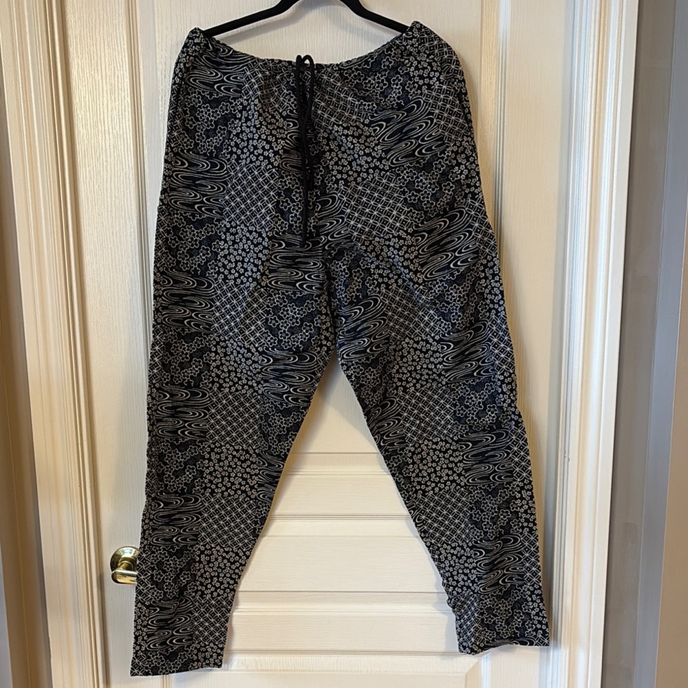 Skidz Black and Gray Patterned Drawstring Pants